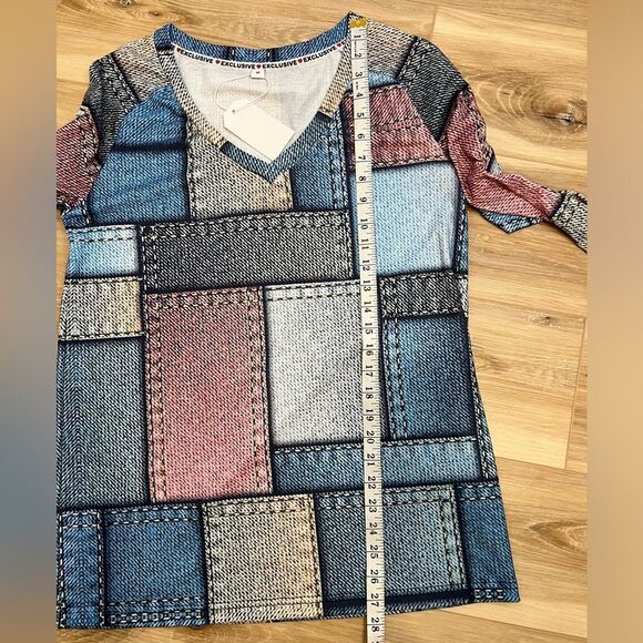 EXCLUSIVE Patchwork Long Sleeve Women’s Top Size Medium - Picture 6 of 7